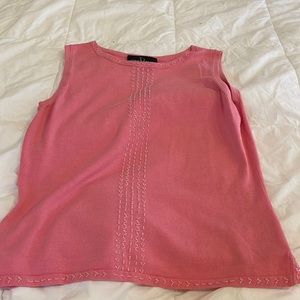 Beautiful salmon pink sleeveless woman’s beaded tank top. Silk blend. Size 10.